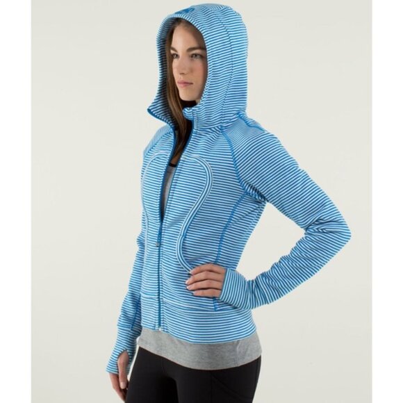 Lululemon Scuba Hoodie Stretch Slope Stripe Beaming Blue Size 4 - Picture 5 of 12